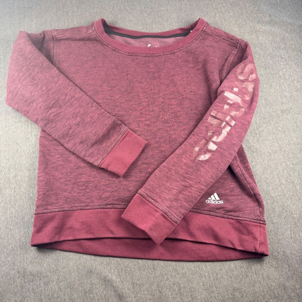 Adidas‎ Burgundy Heathered Long Sleeve Crew Neck Sweatshirt Women's